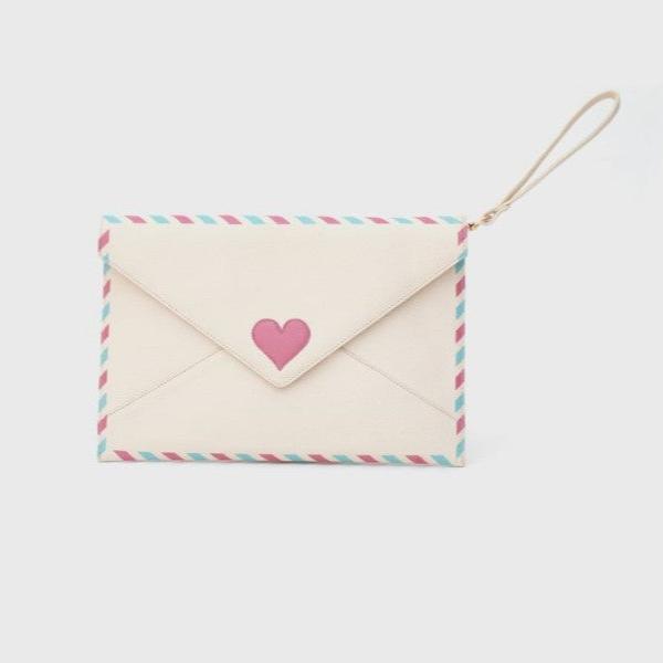 Love Story Eloise. Wristlet Purse Envelope, Ivory