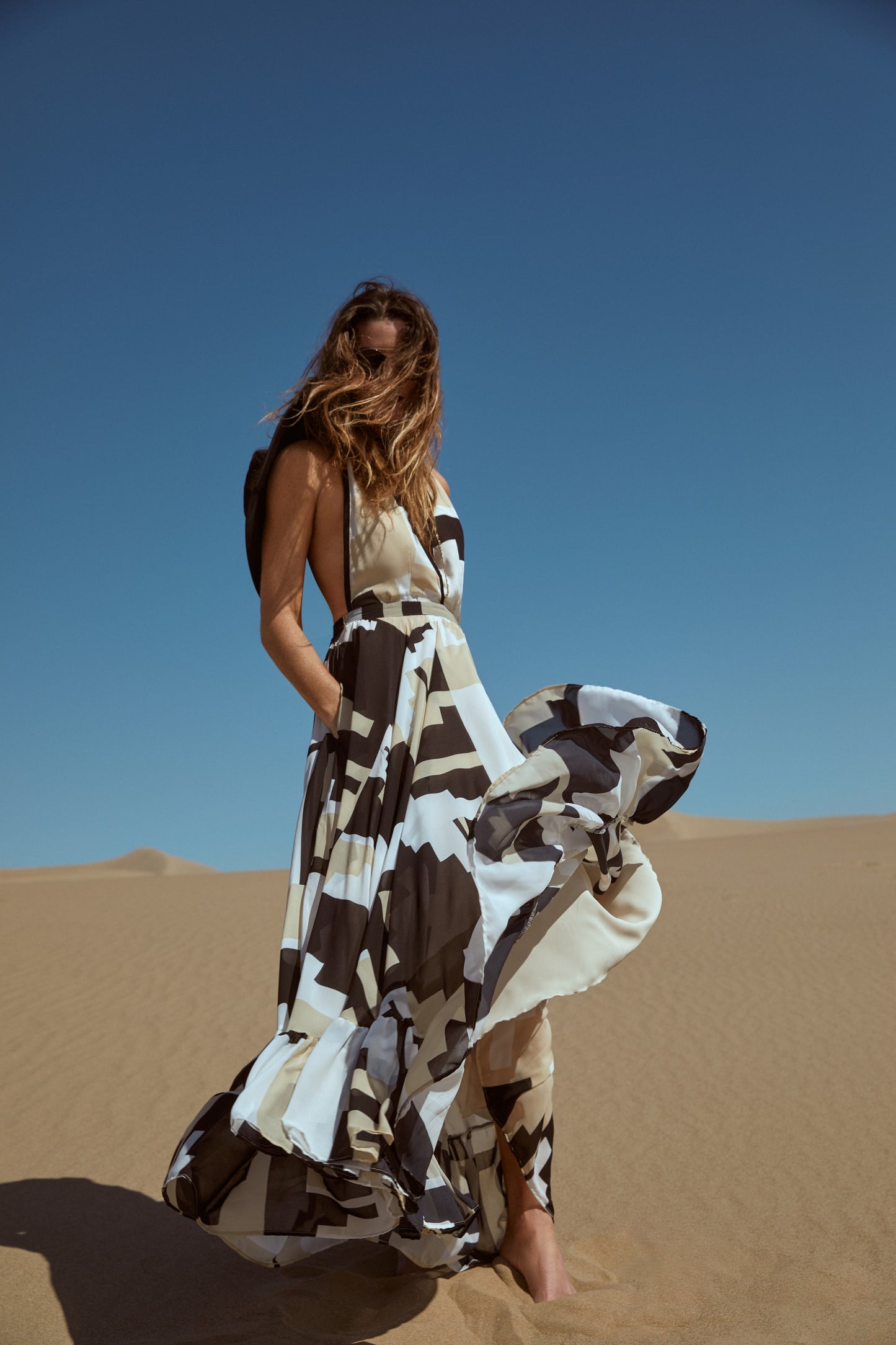 Labyrinth Balkanico Dress - Beige & black